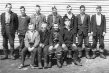 532: Group of 11 boys. (circa 1950) [courtesy of Lorna Richardson] / photo is not sharp /  ** also see 531 **  Standing left-to-right, Bill Barry, Vince Norman, Vince Carroll, Dave Ryan, Charlie Norman,  unidentified, Vince Ennis;  sitting left-to-right, Ray Carroll, Pat Ryan, ? Barry, unidentified.  - Bill Barry (of Thomas Barry &amp;amp; Anne Dollimont)  - Ray Carroll (of Michael Carroll &amp;amp; Josephine Barry)  - Vince Carroll (of Michael Carroll &amp;amp; Josephine Barry)  - Vince Ennis (of Vincent Ennis &amp;amp; Mary Carroll)  - Charlie Norman (of Charles Norman &amp;amp; Elizabeth Anne Barry)  - Vince Norman (of Peter Norman &amp;amp; Margaret Norman)  - Dave Ryan (of Jeremiah Ryan &amp;amp; Josephine Lambe)  - Pat Ryan (of Albert Ryan &amp;amp; Catherine Nolan)
